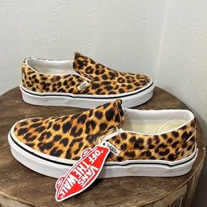 VANS LEOPARD SLIP ON SHOES - 7.5
